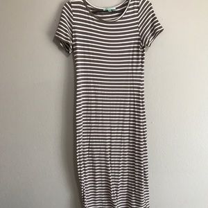 Tan and white striped dress